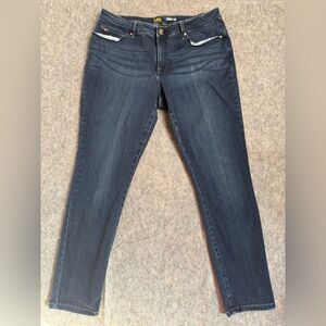 Lee Skinny Jeans Women's 16 Medium Blue Denim Cotton Stretch Curvy Fit Mid-Rise